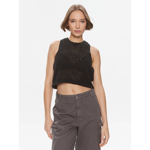 Tommy Jeans Top DW0DW18336 Czarny Regular Fit ze sklepu MODIVO w kategorii Bluzki damskie - zdjęcie 182622341