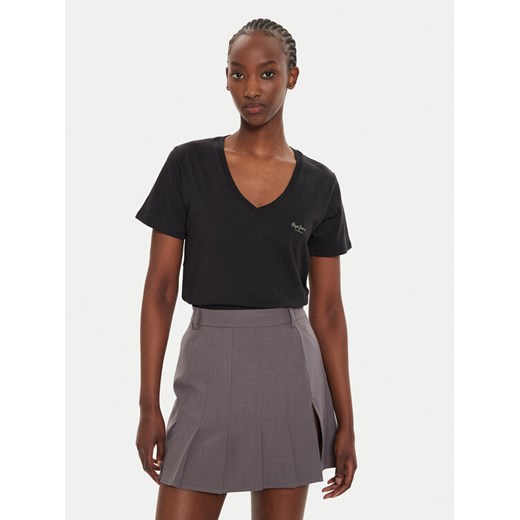 Pepe Jeans T-Shirt Fiore PL505948 Czarny Regular Fit ze sklepu MODIVO w kategorii Bluzki damskie - zdjęcie 182622452