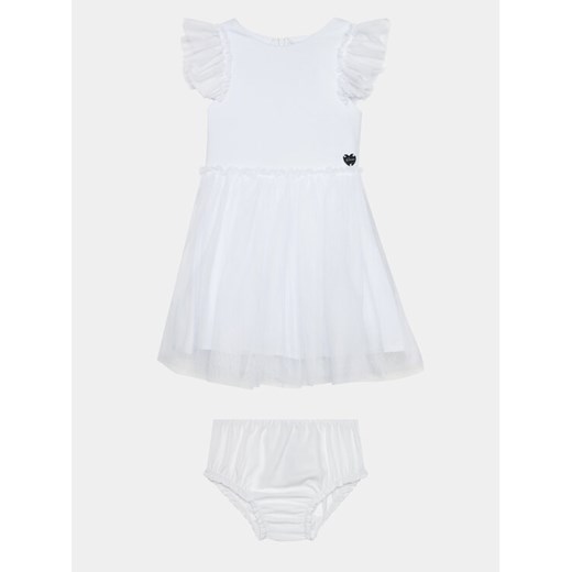 Guess Sukienka elegancka A4RK02 KC4T0 Biały Regular Fit ze sklepu MODIVO w kategorii Ubranka do chrztu - zdjęcie 182622574