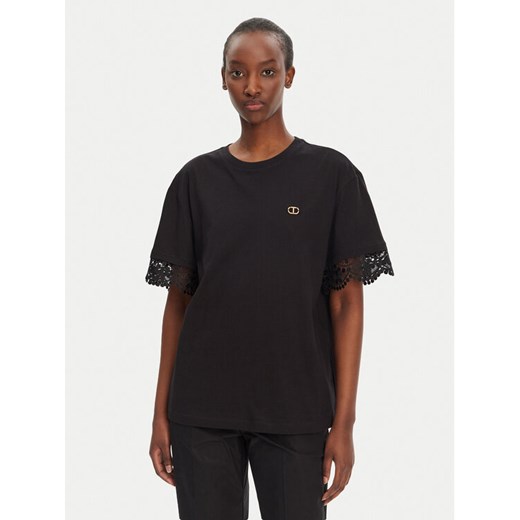 TWINSET T-Shirt 251TT2410 Czarny Relaxed Fit ze sklepu MODIVO w kategorii Bluzki damskie - zdjęcie 182622653