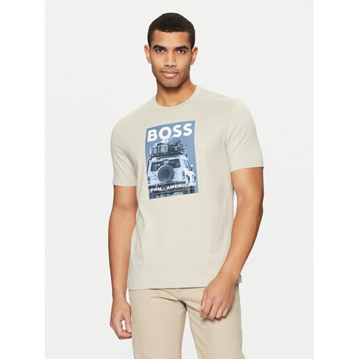 BOSS T-Shirt Te_Mextour 50535079 Beżowy Regular Fit ze sklepu MODIVO w kategorii T-shirty męskie - zdjęcie 182622722
