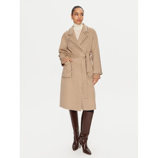 ViCOLO Płaszcz wełniany TS0032 Beżowy Regular Fit ze sklepu MODIVO w kategorii Płaszcze damskie - zdjęcie 182622734