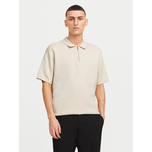 Jack&Jones Polo Troy 12269617 Beżowy Relaxed Fit ze sklepu MODIVO w kategorii T-shirty męskie - zdjęcie 182622803