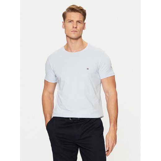Tommy Hilfiger T-Shirt MW0MW10800 Błękitny Slim Fit ze sklepu MODIVO w kategorii T-shirty męskie - zdjęcie 182623011