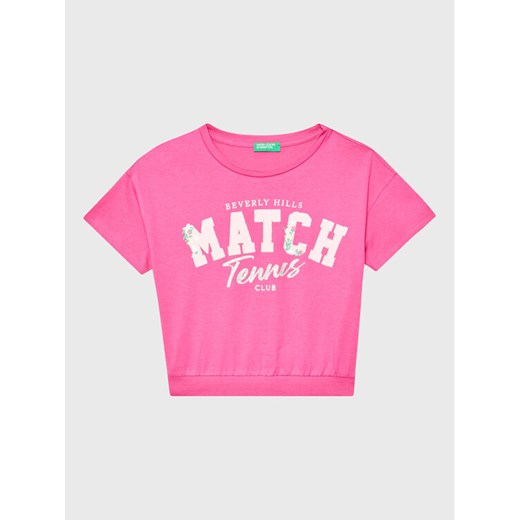 United Colors Of Benetton T-Shirt 3096C10BA Różowy Boxy Fit ze sklepu MODIVO w kategorii Bluzki dziewczęce - zdjęcie 182623140