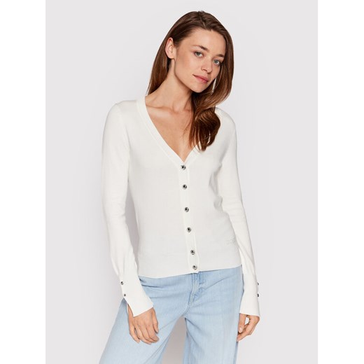 Guess Kardigan Zena W2YR33 Z2V62 Biały Regular Fit ze sklepu MODIVO w kategorii Swetry damskie - zdjęcie 182623154