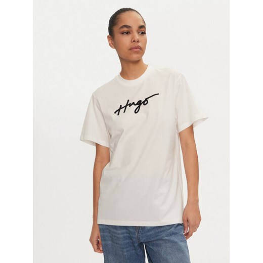 HUGO T-Shirt 50528585 Biały Regular Fit ze sklepu MODIVO w kategorii Bluzki damskie - zdjęcie 182623323
