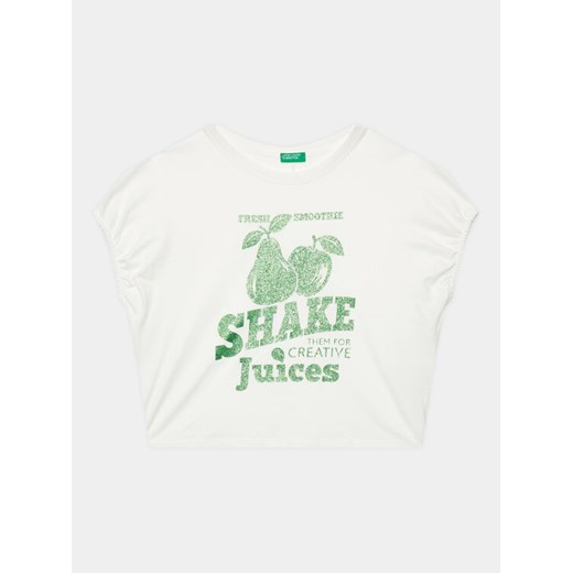United Colors Of Benetton T-Shirt 3096C10BT Biały Regular Fit ze sklepu MODIVO w kategorii Bluzki dziewczęce - zdjęcie 182623383