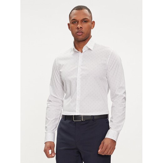 Calvin Klein Koszula Leaf Print K10K112593 Biały Slim Fit ze sklepu MODIVO w kategorii Koszule męskie - zdjęcie 182623391