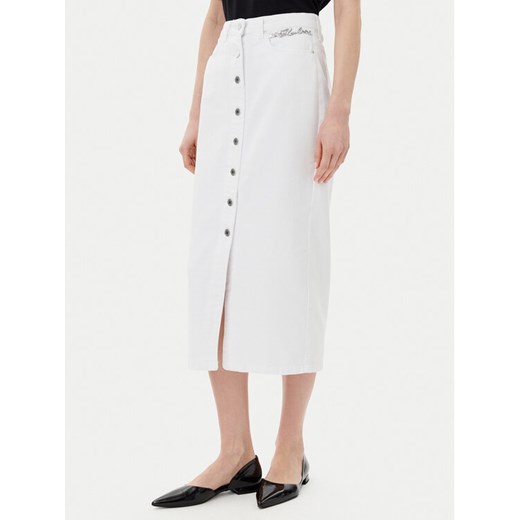 KARL LAGERFELD Spódnica jeansowa A2W12020 Biały Regular Fit ze sklepu MODIVO w kategorii Spódnice - zdjęcie 182623401