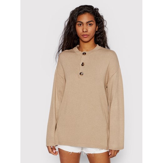 NA-KD Sweter Knitted 1100-005425-1844-003 Beżowy Oversize ze sklepu MODIVO w kategorii Swetry damskie - zdjęcie 182623603