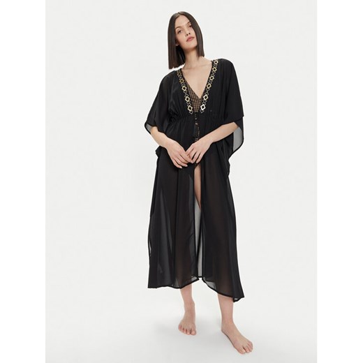Selmark Kimono BL395 Czarny Relaxed Fit ze sklepu MODIVO w kategorii Odzież plażowa - zdjęcie 182623863