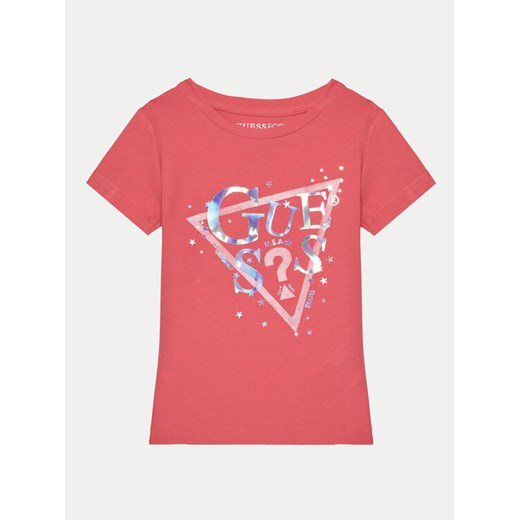 Guess T-Shirt K5RI00 K6YW4 Różowy Regular Fit ze sklepu MODIVO w kategorii Bluzki dziewczęce - zdjęcie 182623881