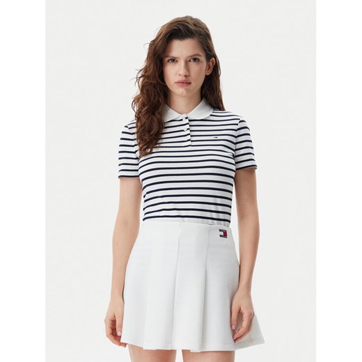 Tommy Jeans Polo Essential DW0DW20160 Granatowy Slim Fit ze sklepu MODIVO w kategorii Bluzki damskie - zdjęcie 182623962