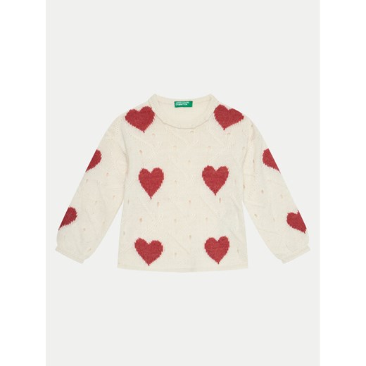 United Colors Of Benetton Sweter 1076H102A Biały Regular Fit ze sklepu MODIVO w kategorii Swetry dziewczęce - zdjęcie 182624074