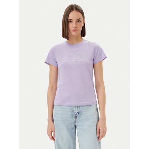 Guess T-Shirt V5GI10 K9RM1 Fioletowy Regular Fit ze sklepu MODIVO w kategorii Bluzki damskie - zdjęcie 182624200