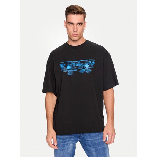 Replay T-Shirt MMG340.000.23454 Czarny Oversize ze sklepu MODIVO w kategorii T-shirty męskie - zdjęcie 182624373