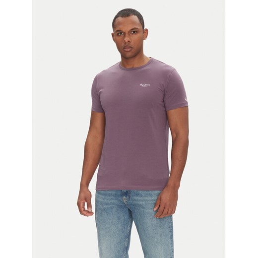 Pepe Jeans T-Shirt Original Basic PM508212 Fioletowy Slim Fit ze sklepu MODIVO w kategorii T-shirty męskie - zdjęcie 182624442