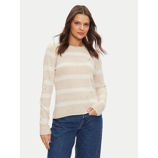 Tommy Hilfiger Sweter WW0WW44161 Beżowy Regular Fit ze sklepu MODIVO w kategorii Swetry damskie - zdjęcie 182624481