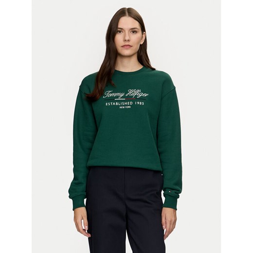 Tommy Hilfiger Bluza Modern WW0WW43574 Zielony Regular Fit ze sklepu MODIVO w kategorii Bluzy damskie - zdjęcie 182624524