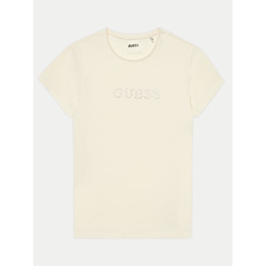 Guess T-Shirt J4RI49 J1314 Beżowy Regular Fit ze sklepu MODIVO w kategorii T-shirty chłopięce - zdjęcie 182624541