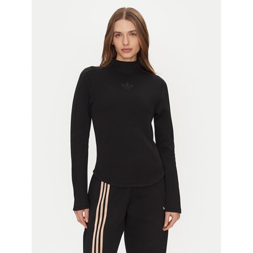 adidas Bluzka Structured Interlock JJ0937 Czarny Slim Fit ze sklepu MODIVO w kategorii Bluzki damskie - zdjęcie 182624643