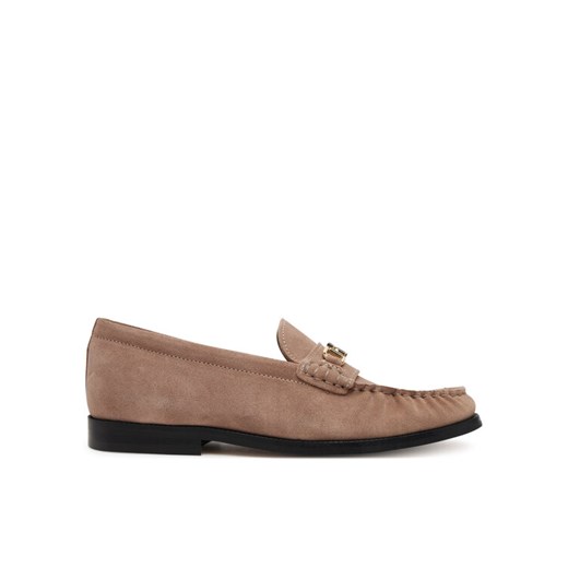 Tommy Hilfiger Półbuty Soft Suede Horsebit Loafer FW0FW08649 Beżowy ze sklepu MODIVO w kategorii Mokasyny damskie - zdjęcie 182624840