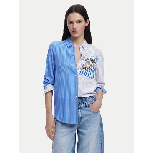 Desigual Koszula A Perfect Ride 25SWCW36 Niebieski Regular Fit ze sklepu MODIVO w kategorii Koszule damskie - zdjęcie 182624892