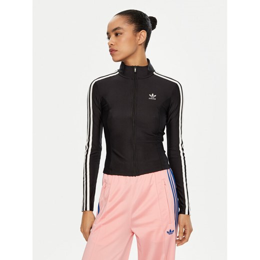 adidas Bluza adicolor 3-Stripes JD5025 Czarny Slim Fit ze sklepu MODIVO w kategorii Bluzy damskie - zdjęcie 182625101