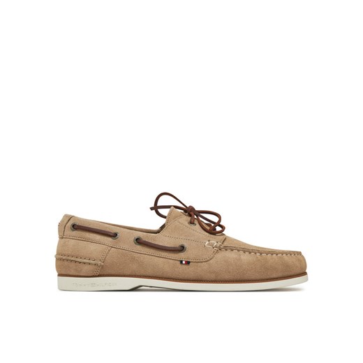 Tommy Hilfiger Półbuty Th Boat Shoe Core Suede FM0FM05387 Beżowy ze sklepu MODIVO w kategorii Półbuty męskie - zdjęcie 182625140