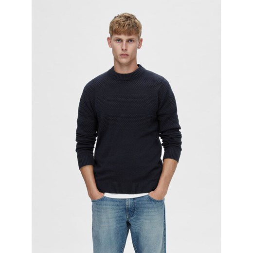 Selected Homme Sweter 16090155 Granatowy Regular Fit ze sklepu MODIVO w kategorii Swetry męskie - zdjęcie 182625150