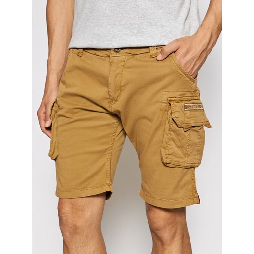 Alpha Industries Szorty materiałowe Crew 176203 Brązowy Slim Fit ze sklepu MODIVO w kategorii Spodenki męskie - zdjęcie 182625213