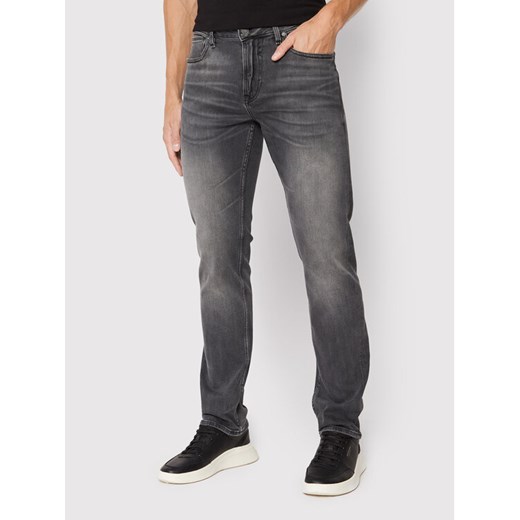 Guess Sweter Angeles M2YAN2 D4Q52 Szary Slim Fit ze sklepu MODIVO w kategorii Jeansy męskie - zdjęcie 182625342