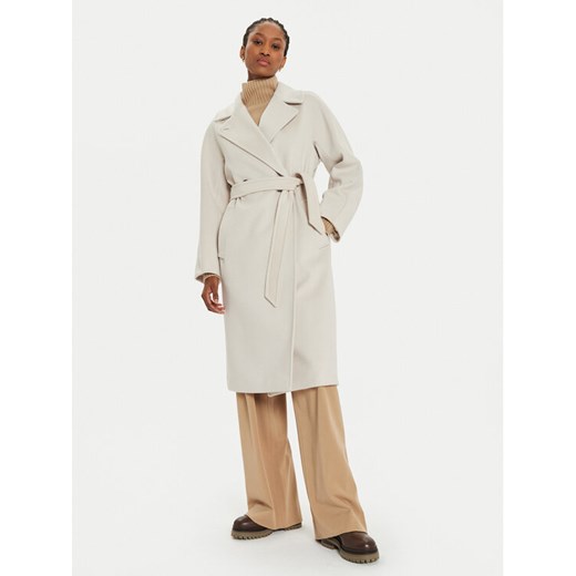 Weekend Max Mara Płaszcz wełniany Resina 2425016092 Écru Regular Fit ze sklepu MODIVO w kategorii Płaszcze damskie - zdjęcie 182625573