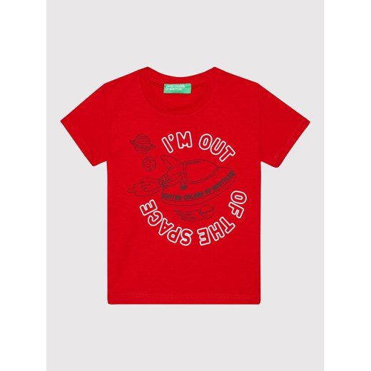 United Colors Of Benetton T-Shirt 3I1XG101C Czerwony Regular Fit ze sklepu MODIVO w kategorii Koszulki niemowlęce - zdjęcie 182625732