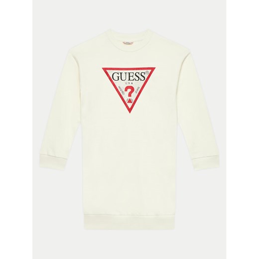 Guess Sukienka codzienna J3YK20 KA6R3 Écru Regular Fit ze sklepu MODIVO w kategorii Sukienki dziewczęce - zdjęcie 182625773