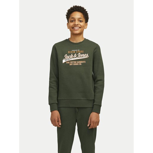 Jack&Jones Junior Bluza Logo 12258840 Zielony Regular Fit ze sklepu MODIVO w kategorii Bluzy chłopięce - zdjęcie 182625922