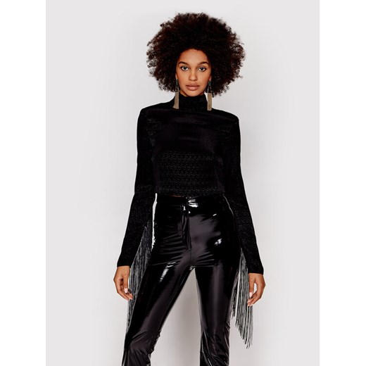 ROTATE Bluzka Reba Fringe RT1028 Czarny Loose Fit ze sklepu MODIVO w kategorii Bluzki damskie - zdjęcie 182626524