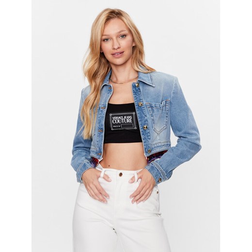 Versace Jeans Couture Kurtka jeansowa 74HAS46B Niebieski Regular Fit ze sklepu MODIVO w kategorii Kurtki damskie - zdjęcie 182626643