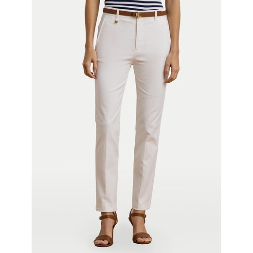 LAUREN RALPH LAUREN Spodnie materiałowe 200811955005 Biały Skinny Fit ze sklepu MODIVO w kategorii Spodnie damskie - zdjęcie 182626820