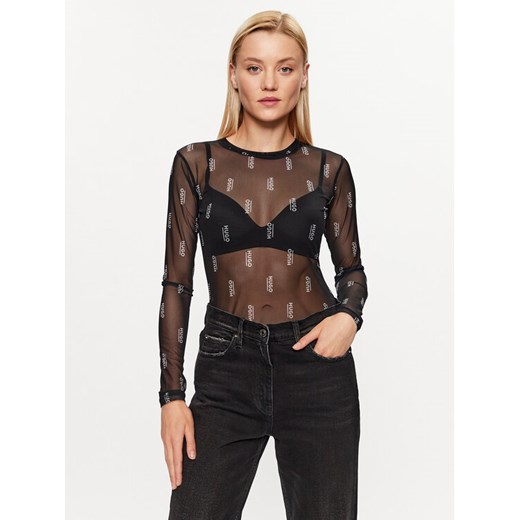 Hugo Bluzka Diralina_5 50495162 Czarny Slim Fit ze sklepu MODIVO w kategorii Bluzki damskie - zdjęcie 182626993
