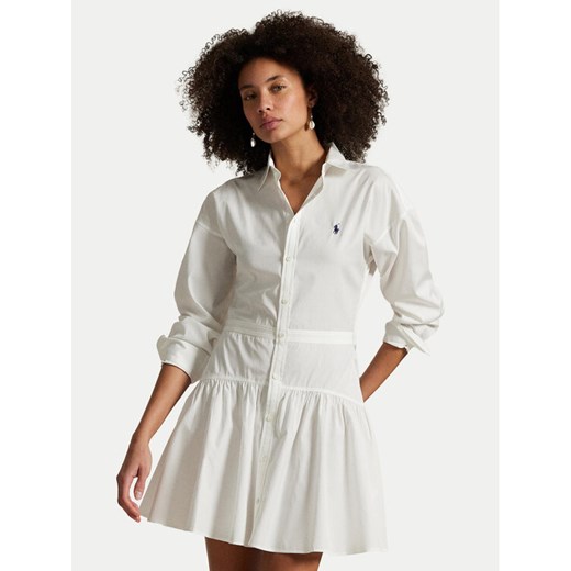 Polo Ralph Lauren Sukienka koszulowa 211965856001 Biały Regular Fit ze sklepu MODIVO w kategorii Sukienki - zdjęcie 182627013