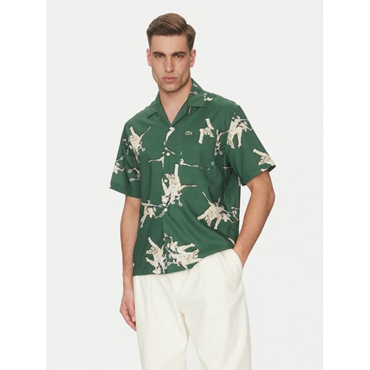 Lacoste Koszula CH0113 Zielony Relaxed Fit ze sklepu MODIVO w kategorii Koszule męskie - zdjęcie 182627300