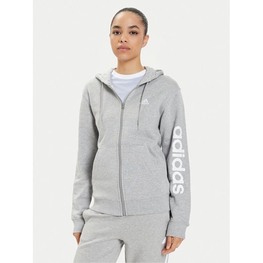 adidas Bluza Essentials Linear IC6866 Szary Regular Fit ze sklepu MODIVO w kategorii Bluzy damskie - zdjęcie 182627542