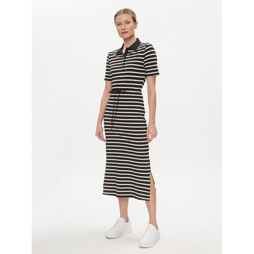 Tommy Hilfiger Sukienka codzienna Reg Breton Midi Polo Dress Ss WW0WW42030 Czarny Regular Fit ze sklepu MODIVO w kategorii Sukienki - zdjęcie 182627584