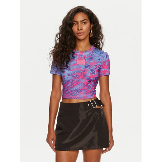 Versace Jeans Couture T-Shirt 76HAH608 Fioletowy Slim Fit ze sklepu MODIVO w kategorii Bluzki damskie - zdjęcie 182627764