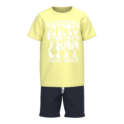 NAME IT Komplet t-shirt i szorty sportowe 13213261 Żółty Regular Fit ze sklepu MODIVO w kategorii Komplety chłopięce - zdjęcie 182628100