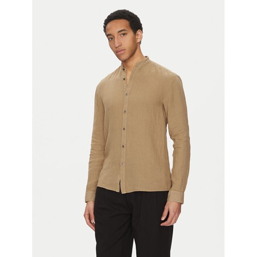 HUGO Koszula Elvory 50490740 Beżowy Slim Fit ze sklepu MODIVO w kategorii Koszule męskie - zdjęcie 182628223