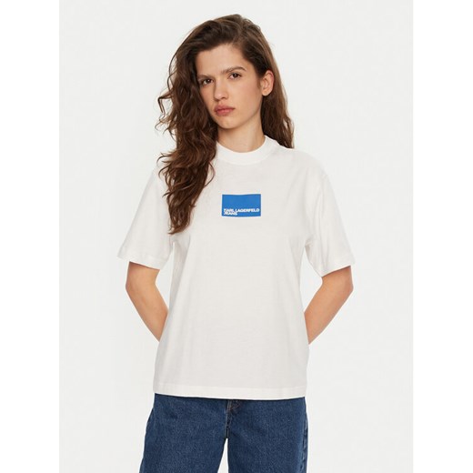 Karl Lagerfeld Jeans T-Shirt A1W17006 Biały Regular Fit ze sklepu MODIVO w kategorii Bluzki damskie - zdjęcie 182628483