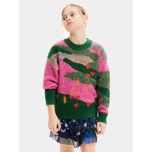 Desigual Sweter 23WGJF05 Kolorowy Regular Fit ze sklepu MODIVO w kategorii Swetry dziewczęce - zdjęcie 182628672